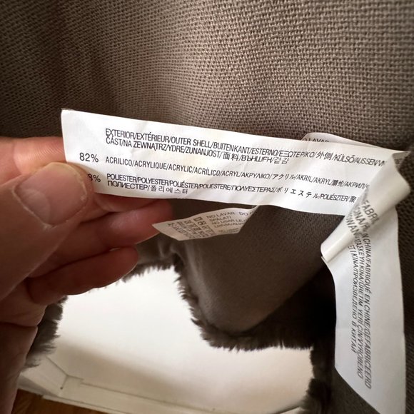 ZARA Knit Super Soft Gray Brown Faux Fur Jacket Coat Size Small - Picture 11 of 11